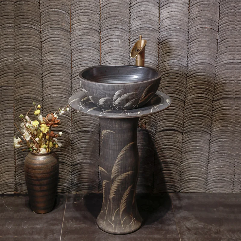 

Vintage column basin, antique ceramic column style wash basin balcony