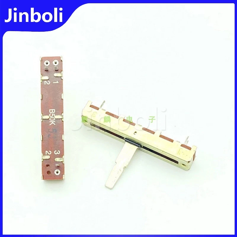1PCS 45mm B50K B503 Single 3Pins Straight Sliding Potentiometer Mixer Adjustment Fader Slide Stroke 30mm Handle Length 20mm