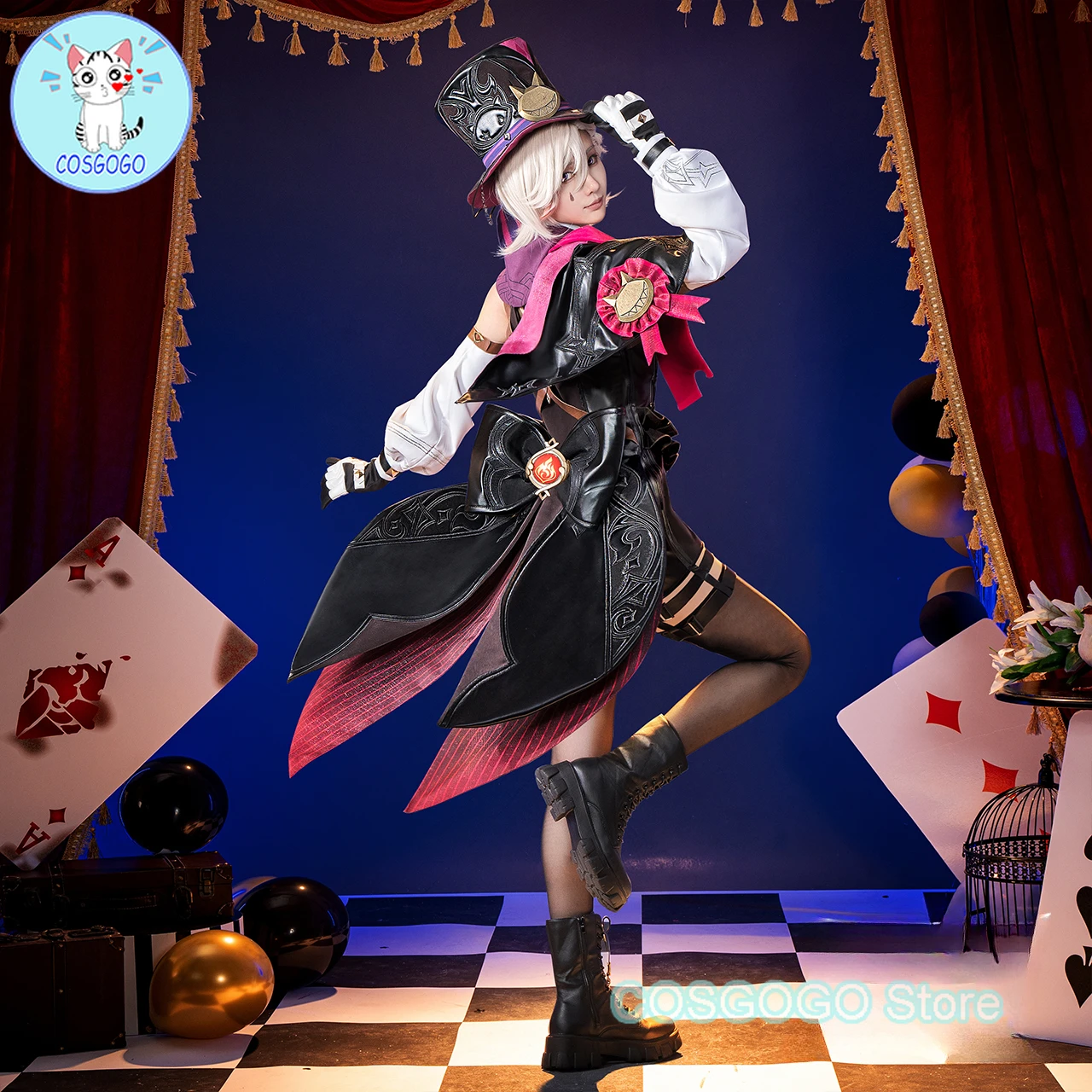 

COSGOGO Game Genshin Impact Magician Lyney Cosplay Costume Fontaine Halloween Outfits Men Hotel Bouffes D'ete Full Set With Hat