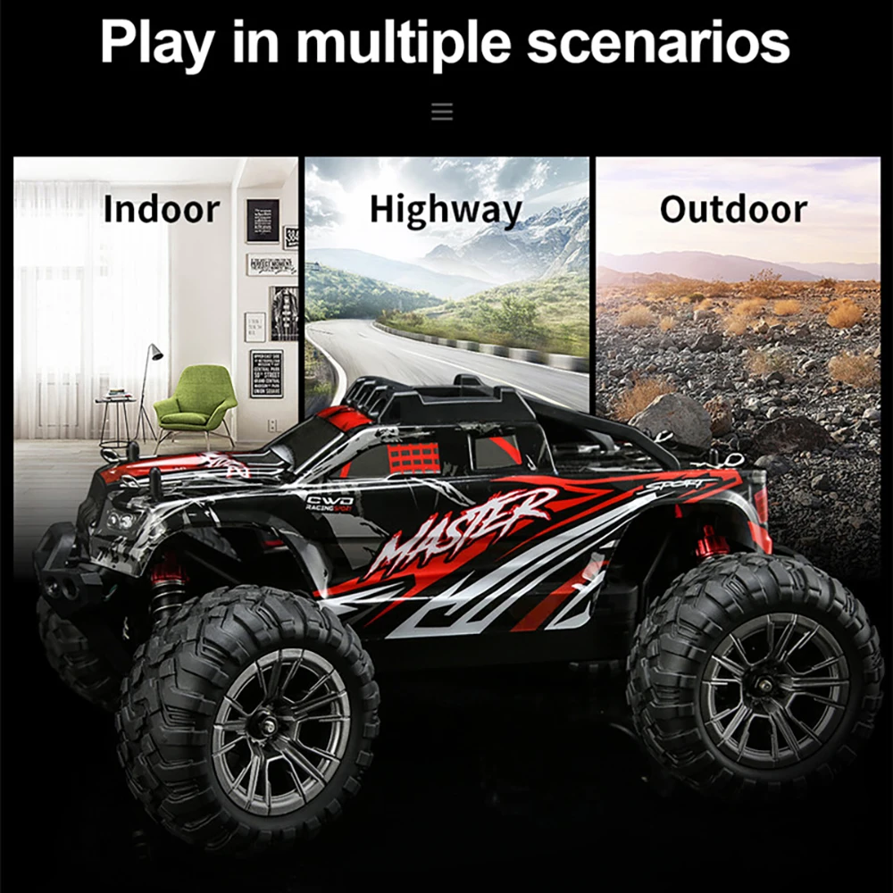 KF11 RC카, 2.4G 오프로드 4WD 50 KM/H 전기 고속 드리프트 레이싱, IPX6 방수 리모컨 장난감, 어린이 선물
