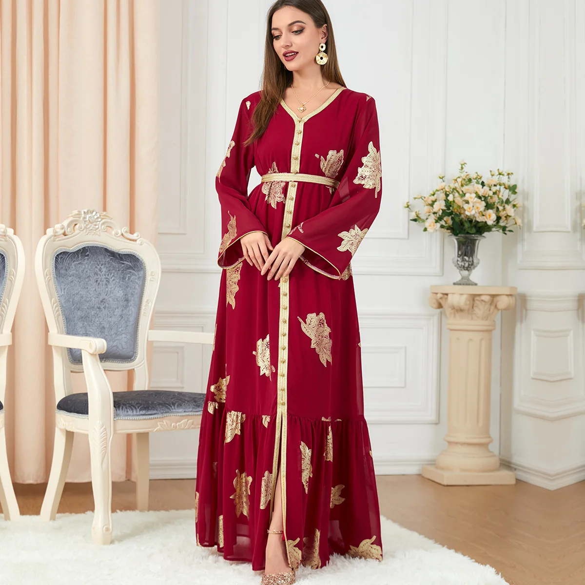 

Dress Long Dresses Polyester Satin Adult Casual Slight Strech Dresses Muslim Women Clothing Best