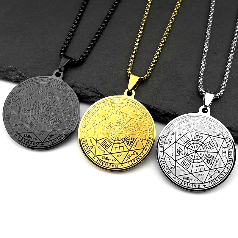 Divine Archangels Sigil Pendant Necklace - Stainless Steel Angel Amulet Jewelry