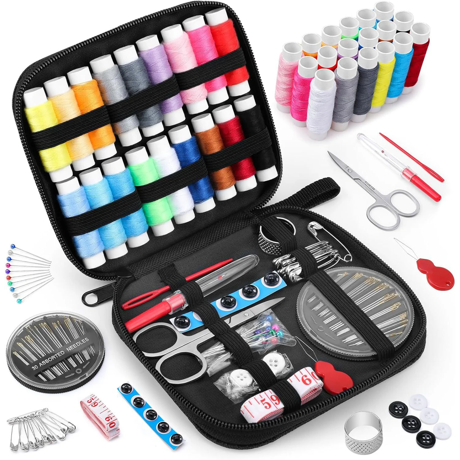 

Sewing Kit Compact and Portable for Beginners and Professionals Includes Needles Thread Scissors and Other Essential Access