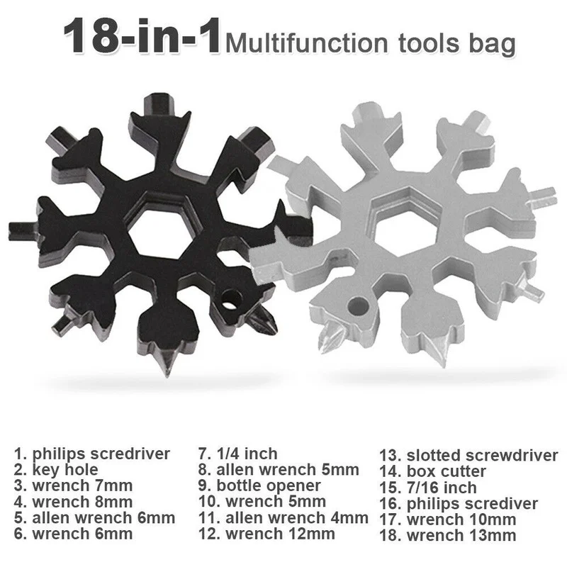 18-in-1 Snowflake Multi Tool Xmas Stainless Steel Snowflake Bottle