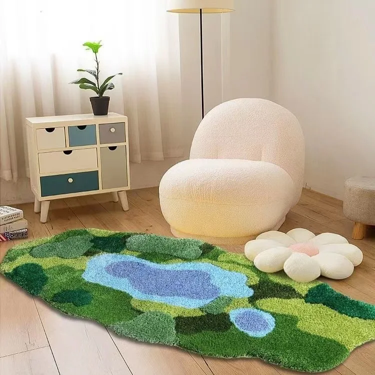 

Forest Moss Bedroom Bedside Blanket Irregular Thickened Carpet With Flocking The Living Room Coffee Table Mat Bedroom Decor