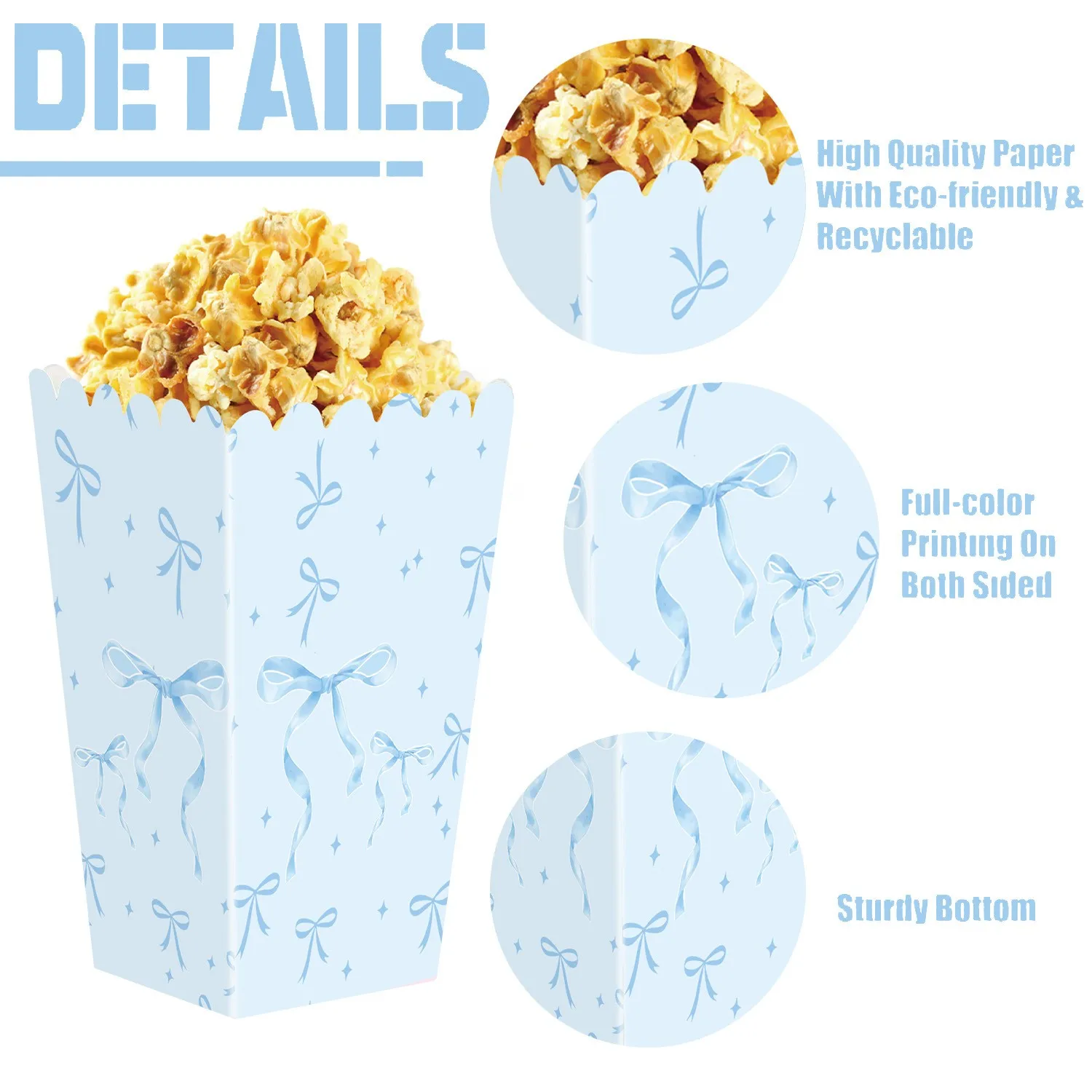 Blue Bow Themed Birthday Party Decoration Set - Balloons, Banner, Garland, & Cake Toppers