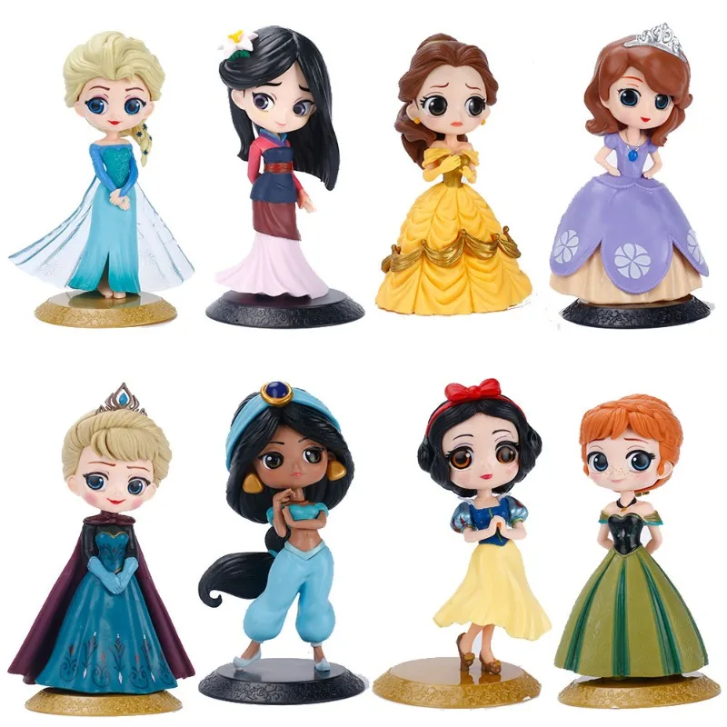 Cartoon Disney Princess Ariel Rapunzel Cenerentola Mermaid Sofia Snow White Mulan The Little Mermaid Figure Toys Collect Gifts
