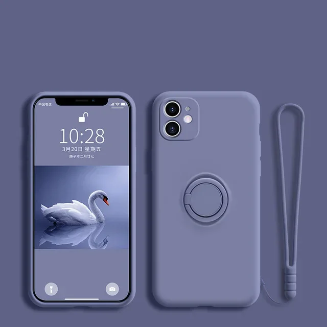 thumbnail image 1 of Liquid Silicone Finger Ring Magnetic Holder Bracket For iPhone 15 14 13 12 11 Pro Mini XR X XS Max 7 8 Plus Phone Case, 1 of 5