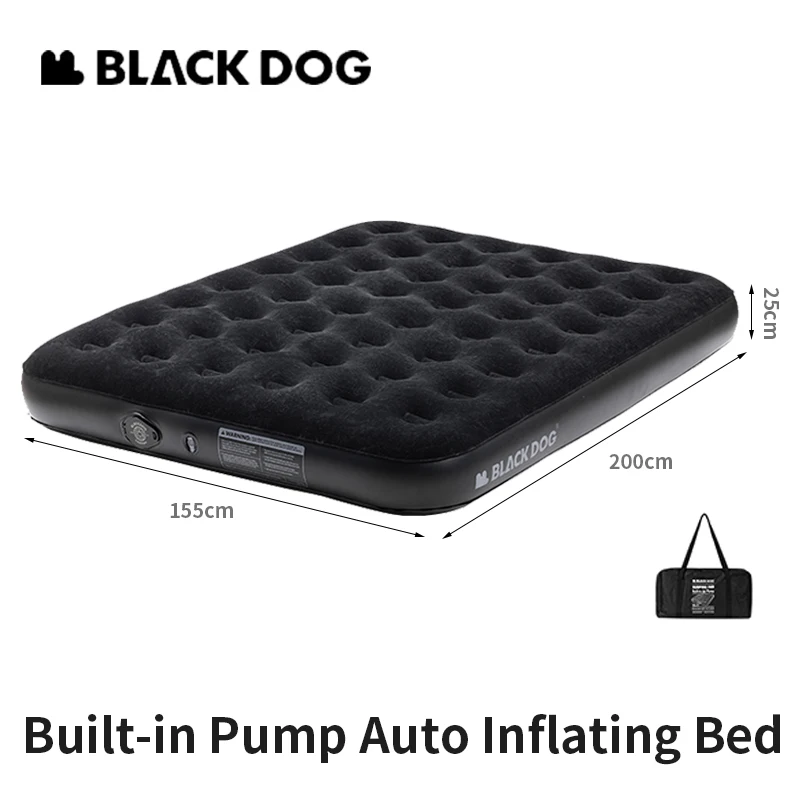 Naturehike BLACKDOG Built In Pump PVC Inflatable Mattress Outdoor Camping Travel Air Bed Sleeping Pad Mat 25cm Thickened Cushion
