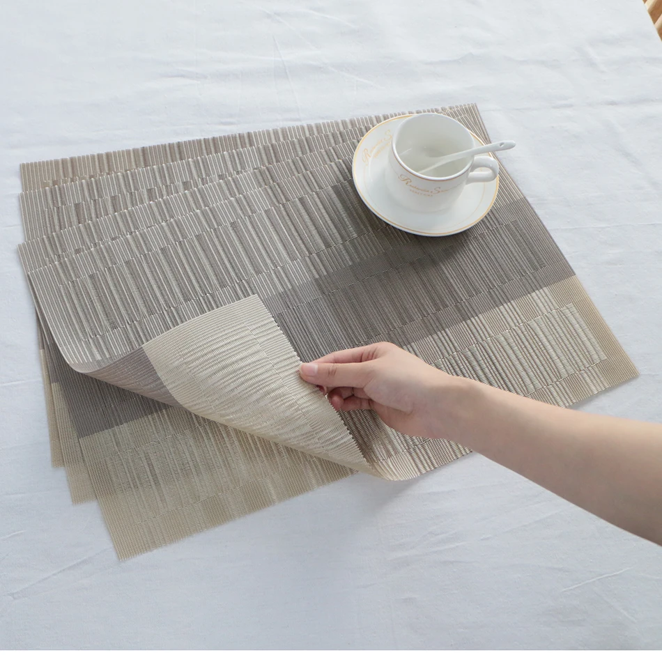 PVC Placemats For Dining Table,Washable Non-Slip Heat Resistant Kitchen  Table Mats,Tableware Decor for Home Table