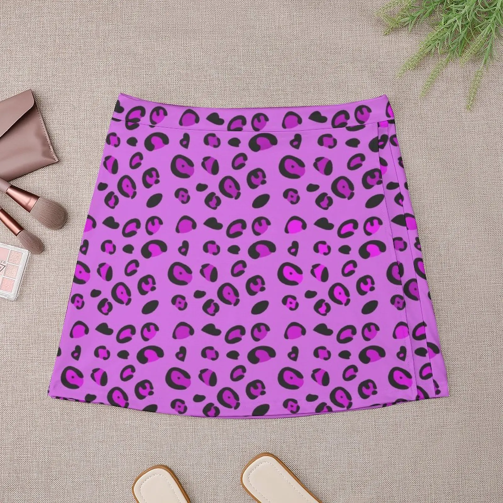 Magenta Leopard Print Mini Skirt korean style women clothing mini skirts Woman skirts