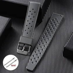 Quick Release Breathable Silicone Sport Watch Strap - Waterproof and Perforated Design - 22mm (Grey)