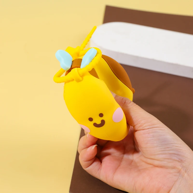 Cute 3D Cartoon Bee Silicone Purse-Soft, Trendy Inner Storage Bag with Smiling Face Design