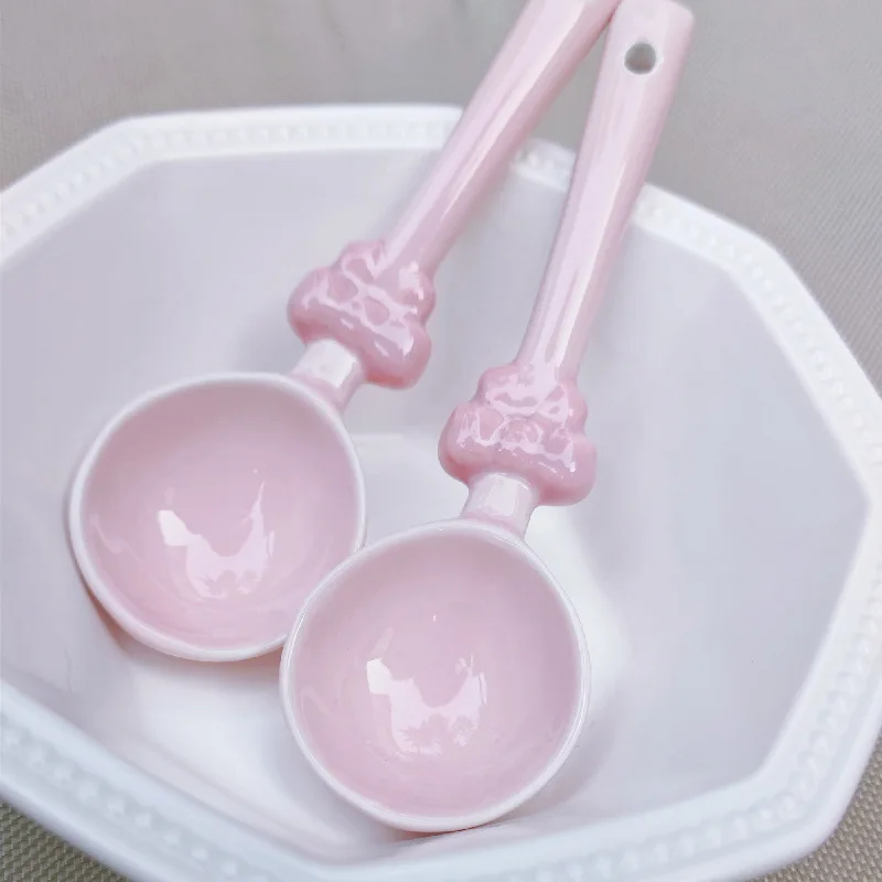 

Ceramic Soup Spoon Creative Restaurant Vintage Dessert Tools Home Cake Spoon Kitchen Accessories