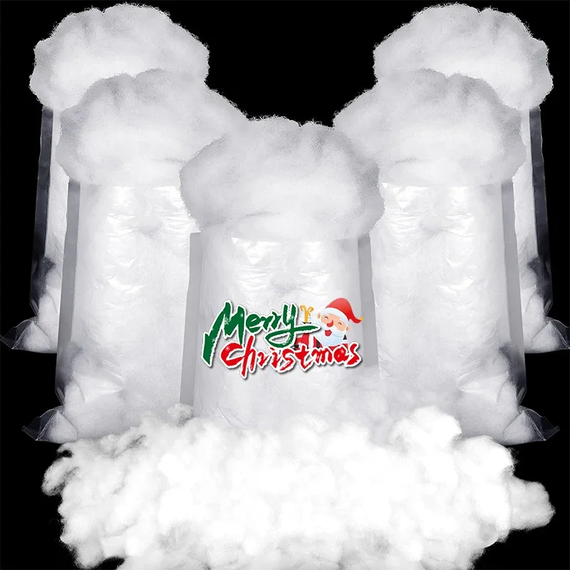 Christmas Fake Snow Cotton Like Artificial White Snow Fluffy Fiber Stuffing Snow Covering for Winter Christmas Tree Decoration Christmas Fake Snow Cotton Like Artificial White Snow Fluffy Fiber Stuffing Snow Covering for Winter Christmas Tree Decoration
