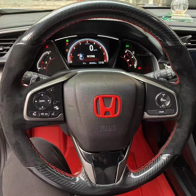 Carbon Fiber Inner Steering Wheel Cover Trim For 2016-2021 Honda Civic Si – Direct Fit, Black Carbon Look (60-Day Warranty)