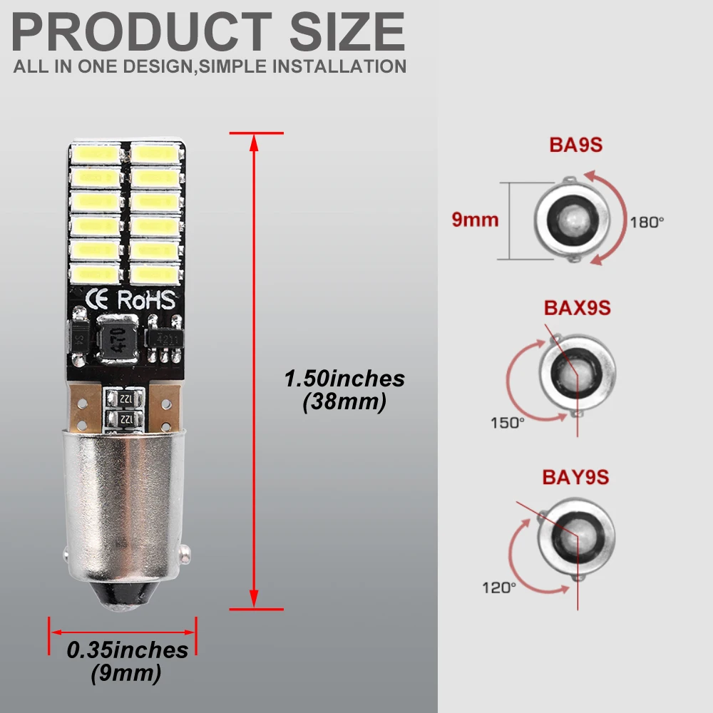 ƿ A3 8V 2013-2018 Canbus   BAX9S H6W 64132 LED   ڵ     , 2 
