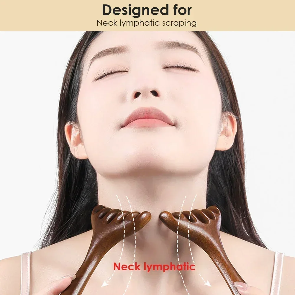 Five-Claw Gua Sha Tool Back Natural Golden Sandalwood Scalp Massager Scratcher Spa Handheld Meridian Massage Comb Hair Care