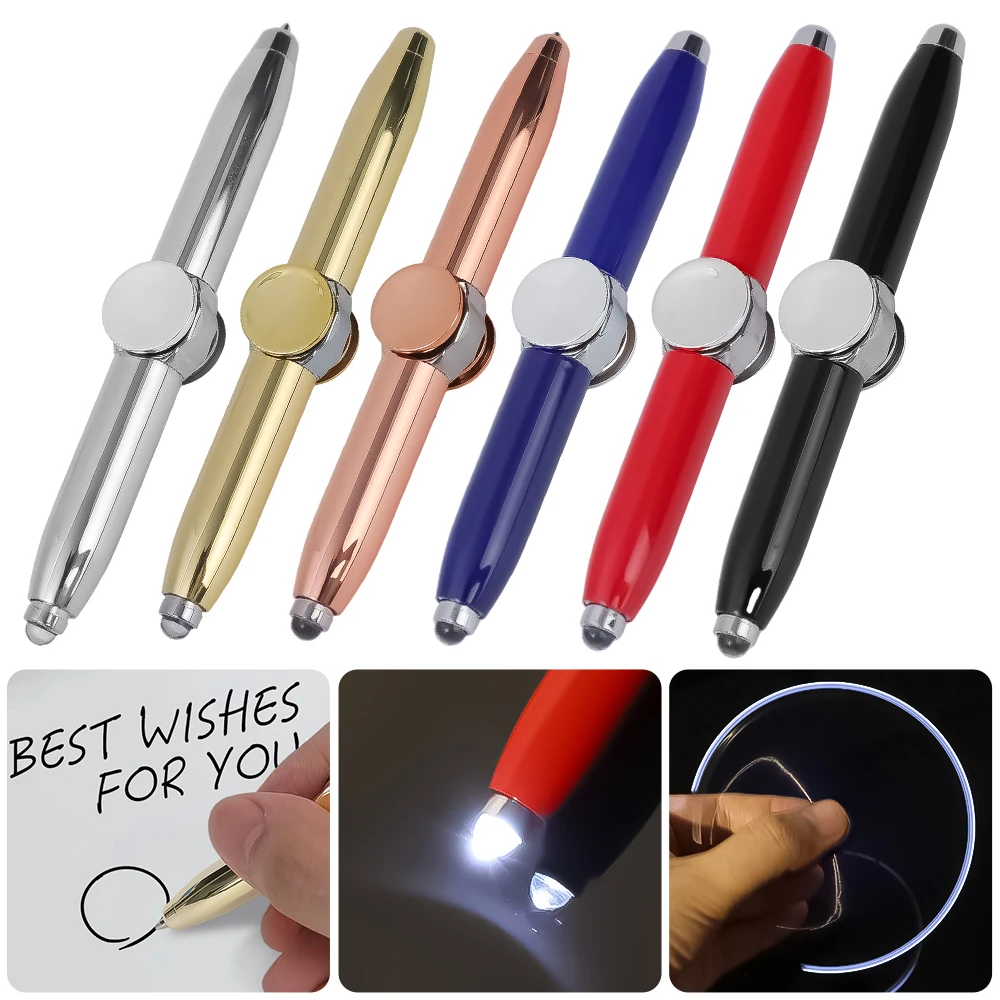 Metal Luminous Spinner LED Light Spinning Pens Release Pressure Student Gift Spinning Ballpoint Pen Twirling LED Rotating Toys 3