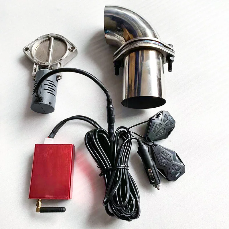 Universal Car Exhaust Sounds Valve 12V Electric Cutout Adjustable Remote Control Waterproof Welding Kit exhaust sound valve kit