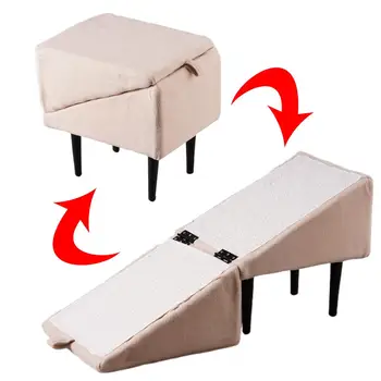 2 in 1 Foldable Dog Vehicle Stair with Footrest Stool Non-Slip Cat Vehicle Ramp Transformable Cat Ramp for Senior Animal 2