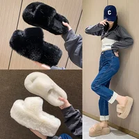 Home Furry Fur Slides Plush Slippers Fluffy Flip Flops Luxury Slip on Platform Women Fashion Shoe 2024 Zapato De Mujer Designer - Image 2