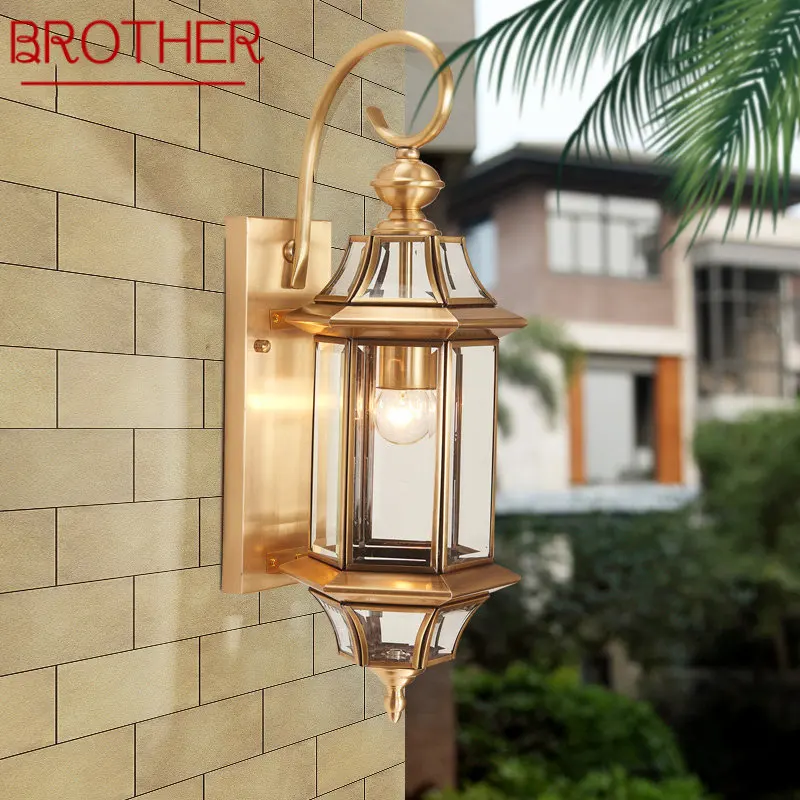 BROTHER Contemporary Outdoor Brass Wall Lamp IP 65 Creative Design LED Copper Sconce Light Decor for Home Balcony contemporary design review