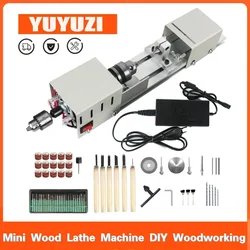 Mini Wood Lathe Machine DIY Woodworking Miniature Buddha Pearl Lathe Grinding Polishing Beads Wood Drill Rotary Tool 12-24VDC