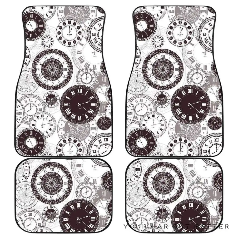 

Classic Vintage Clock Pattern Front And Back Car Mats 045109