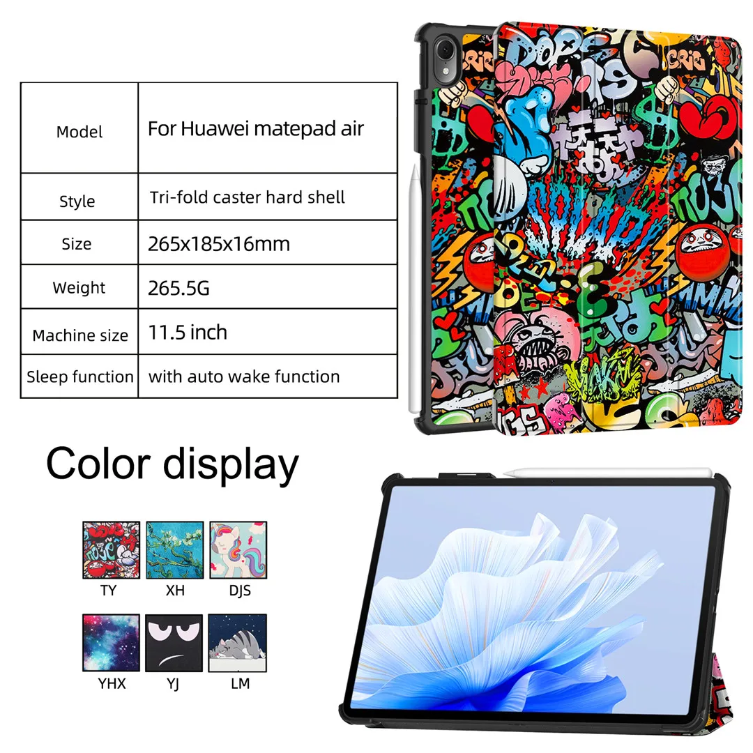 Huawei MatePad Air 11.5" 2023 tablet tok, háromrészes állvány, táblagép tok, Matepad Air DBY2-AL00 W00 11.5 hüvelykes tablet tok, Funda_voghion.com