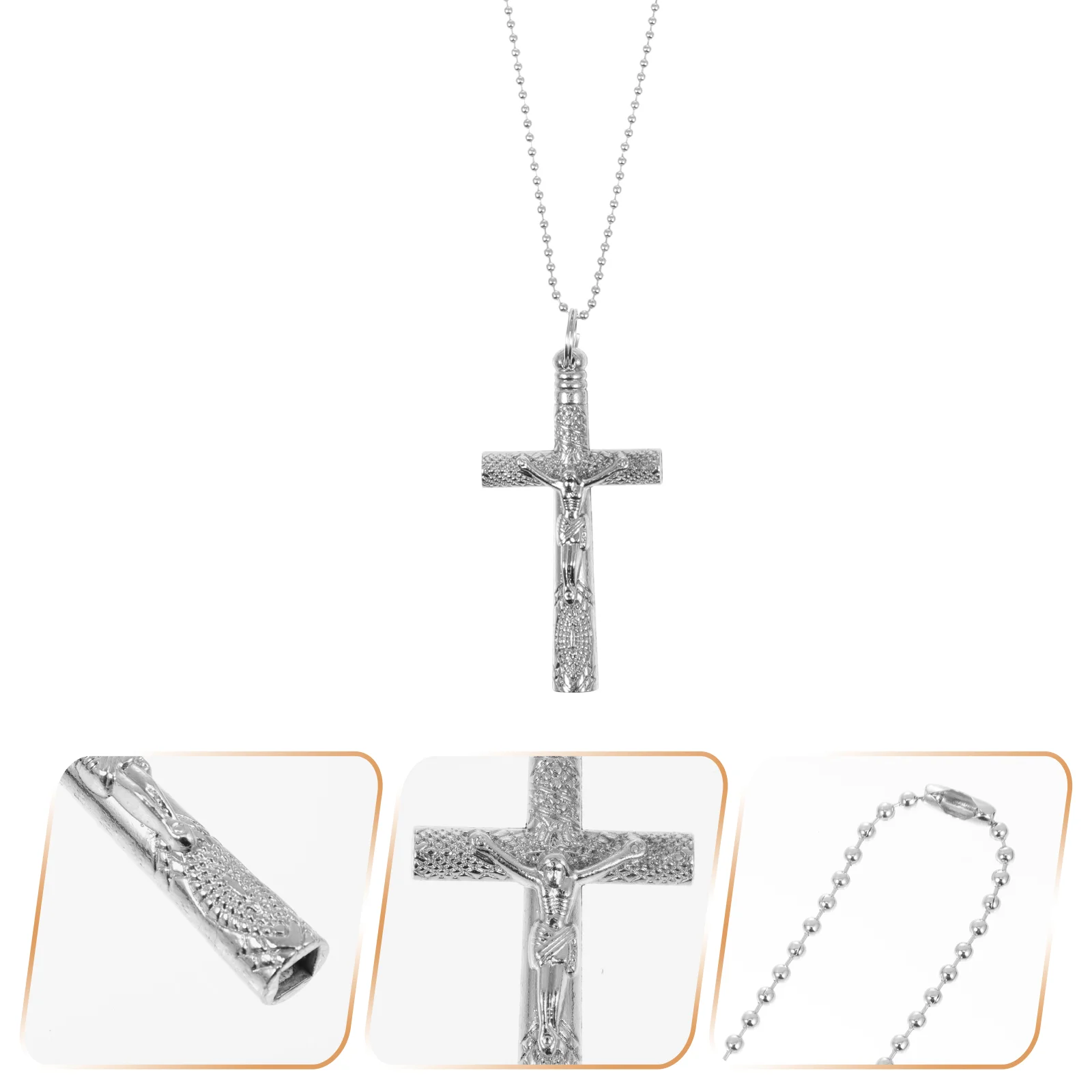 

Drum Tuning Necklace Jesus Plated Pendant Necklace Cross Crucifix Drum Tuning Key with Chain Drums Instrument Adjustment (