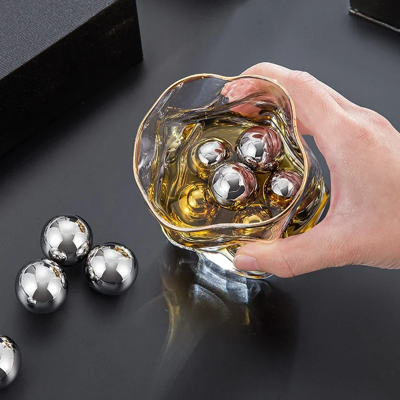 1/2PCS 304 Stainless Steel Ice Hockey Whiskey Chilled Globe Vodka Frozen Ball Kitchen Bar Utensils Reusable Round Metal Ice Ball