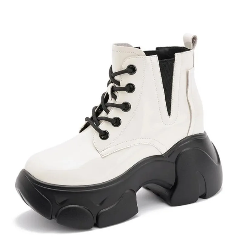 

High quality 8.5cm New Women Microfiber Wedge Ankle Knee High Boot Ethnic Platform Autumn Hidden Heel Spring Elastic 2024 Shoes