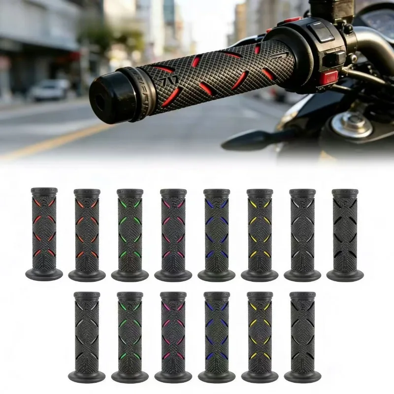 Universal 22mm Anti-Slip Rubber Motorcycle Handle Grips - Premium Accessory
