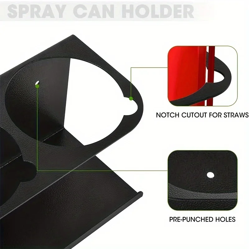 Five Cans Wall-Mounted Steel Aerosol Spray Can Holder Rack Organizer for Garage and Workspace 6