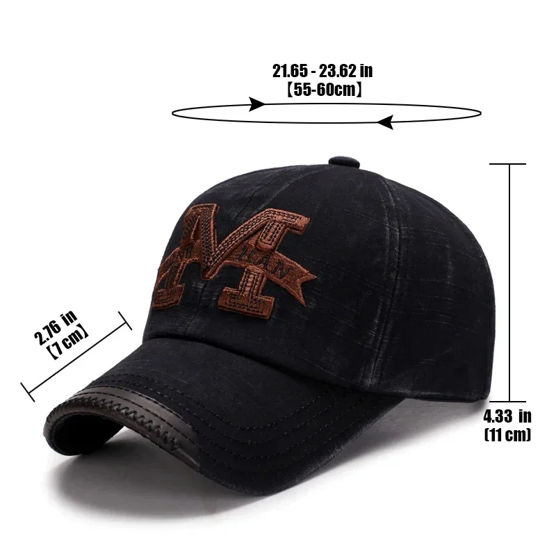 Mens Casual Baseball Caps Outdoor Embroidered Sun Hats Spring and Autumn Washed