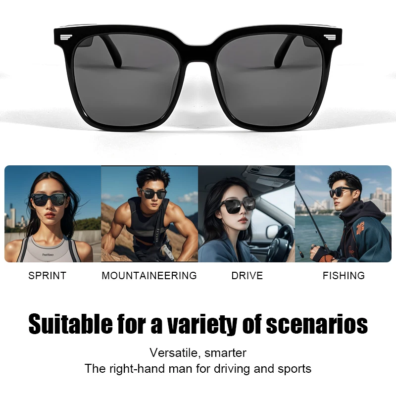LIGE 2025 New Smart Sunglasses Glasses Bluetooth Call Voice Assistant Outdoor Sports Headphones Anti-UV Eyeglasses For Men Women