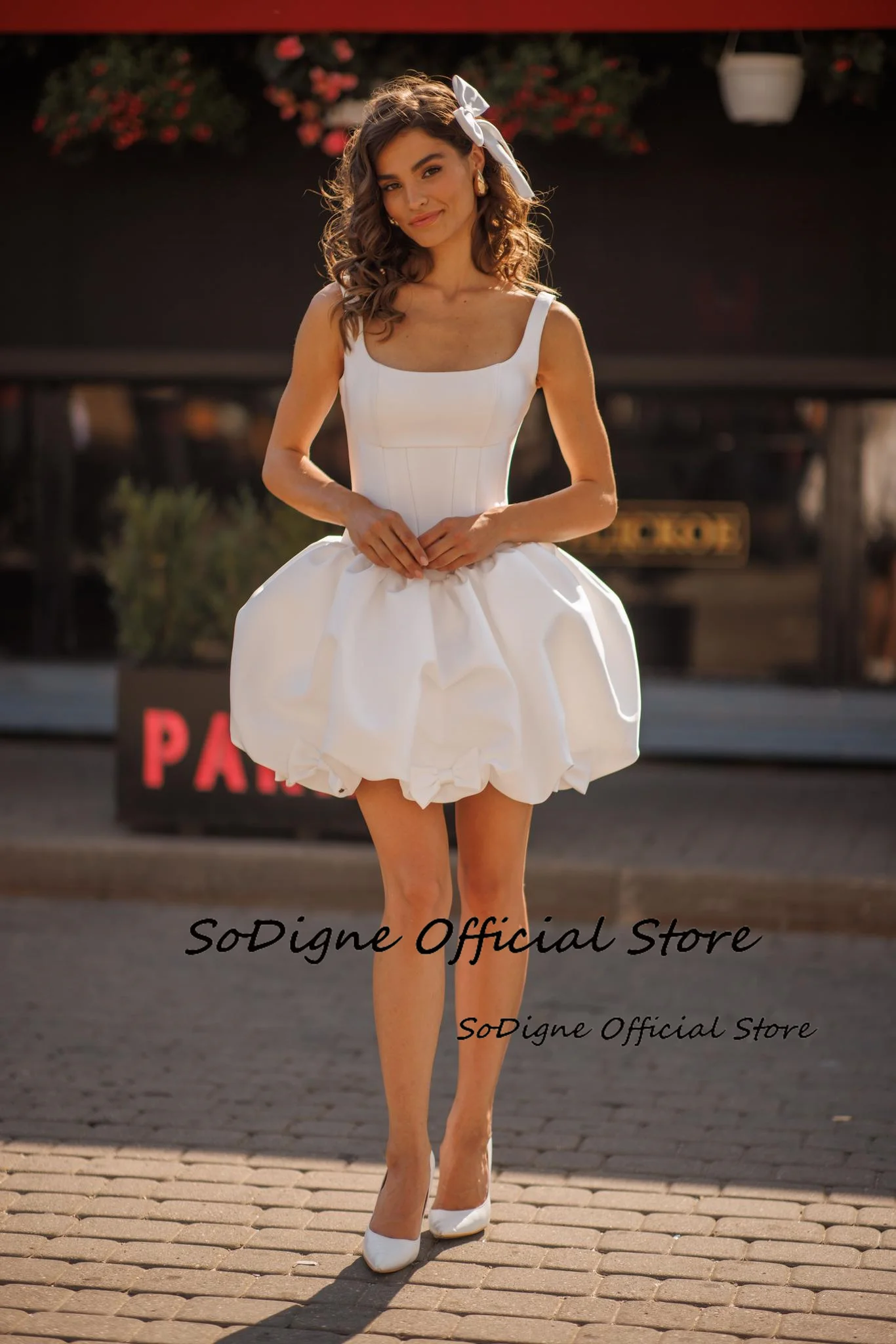 SoDigne A-line Satin Short Bride Dresses Square Collar Sleeveless Wedding Dress Mini Bridal Gown Robe De Mairee Customized 12 S2f70abd5c73d469e987e361ff47ba2a2I