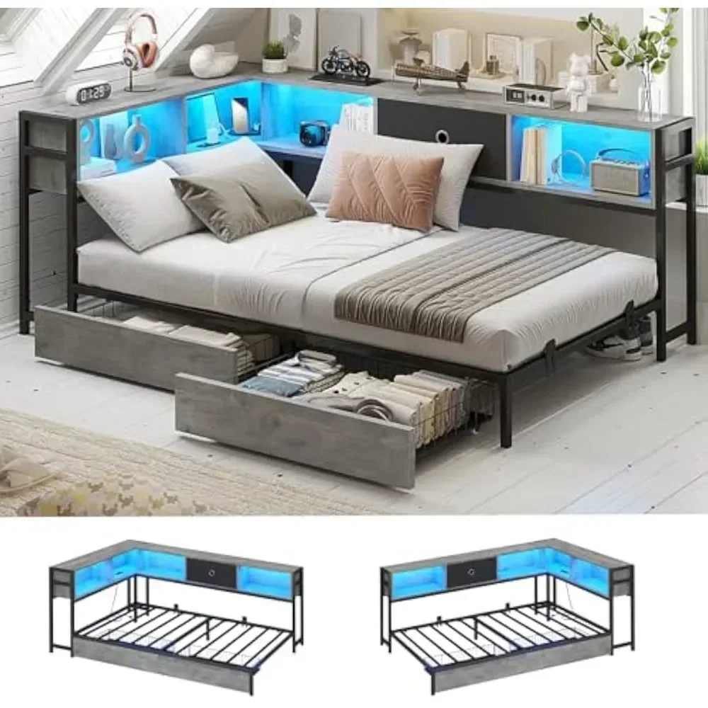 Twin Corner Storage Bed 1