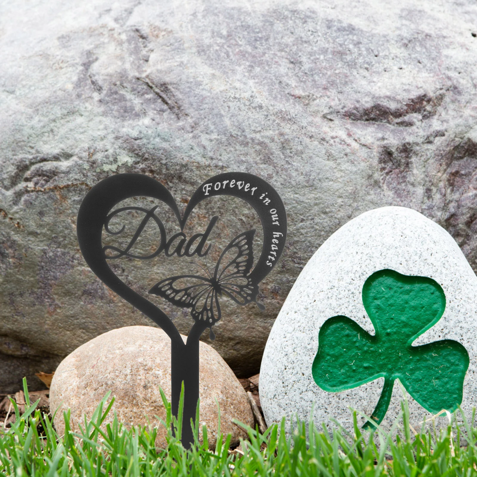 

Mother Father Cemetery Heart Shaped Memorial Marker Metal Yard Stake