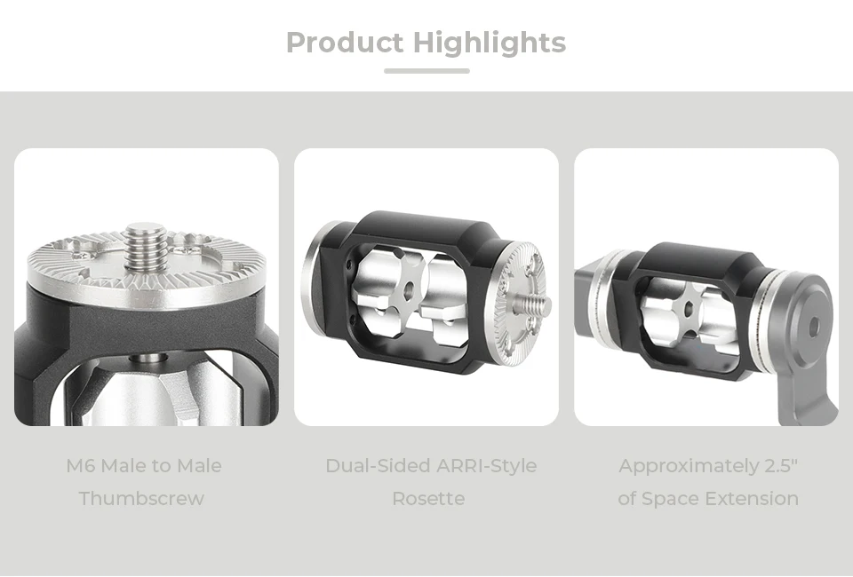 Camera ARRI-Style Rosette Mount Extension Adapter WIth Dual M6 Male Screw Extend