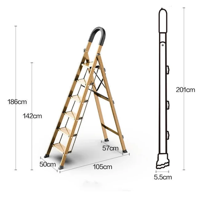 Escalera telescópica de acero inoxidable, accesorio ligero de espiga,  Plegable, portátil, de ingeniería, 1,4 M, 1,4 M - AliExpress