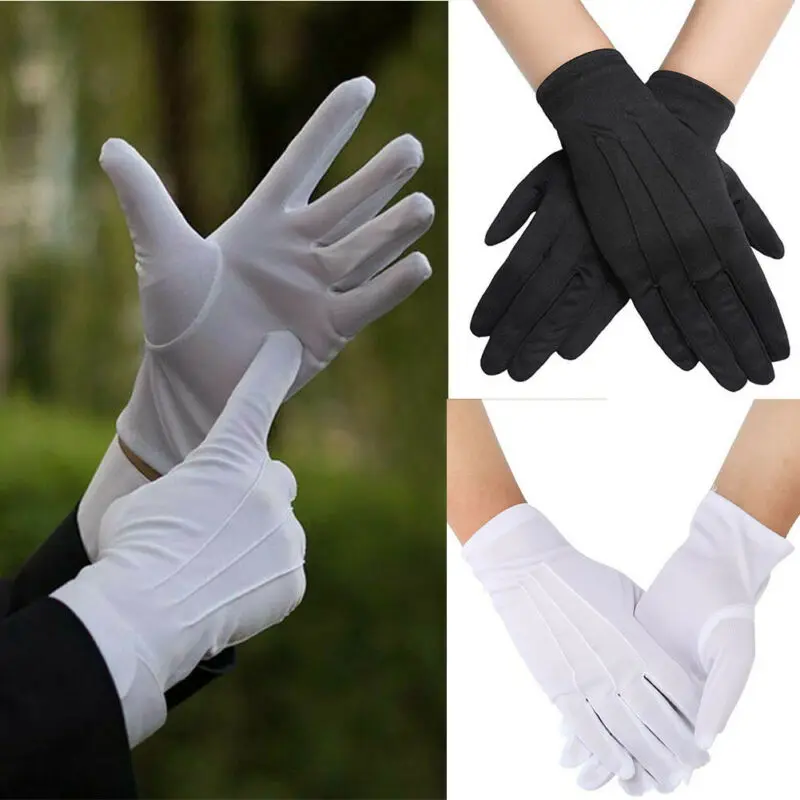 1pair White Cotton Jewelry Glove Beauty Moisturising Magician Waiter