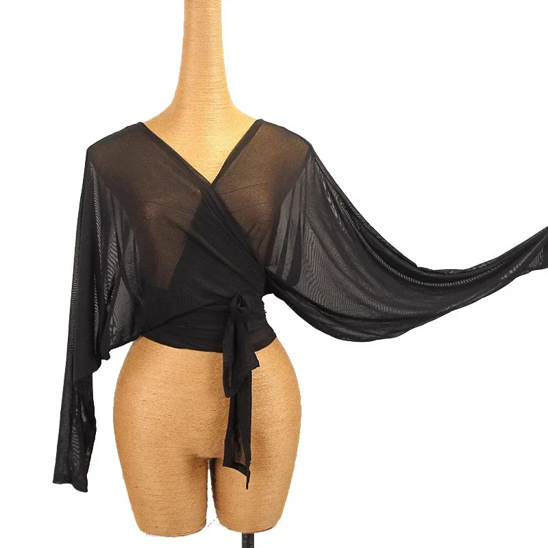 

Сетчатые топы для латиноамериканских танцев, Кардиган с длинным рукавом, Румба, Самба, ча-ча, Одежда для танцев и тренировок, рубашки для бальных танцев DNV17960