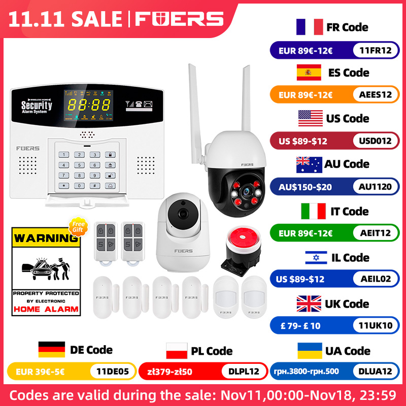 Fuers Tuya Smart WIFI 4G GSM Alarm System Burglar Alarm 433MHZ Wireless Wired Security Zone Link To Alexa Google Motion Sensor
