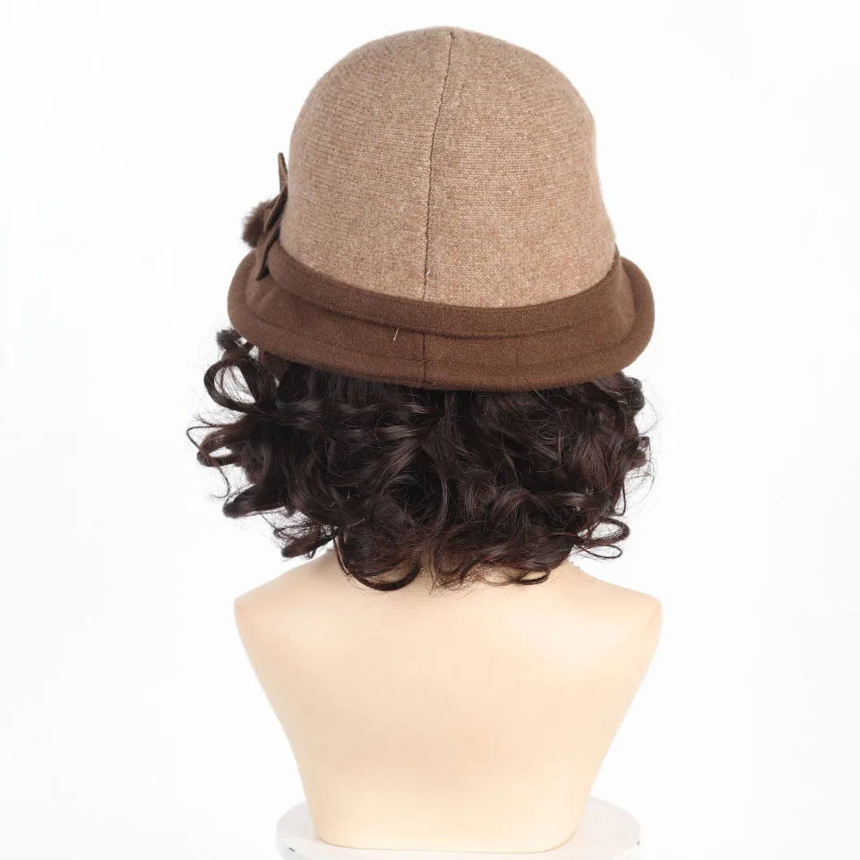 Synthetic Woolen Fisherman Hat Wig for Autumn Winter