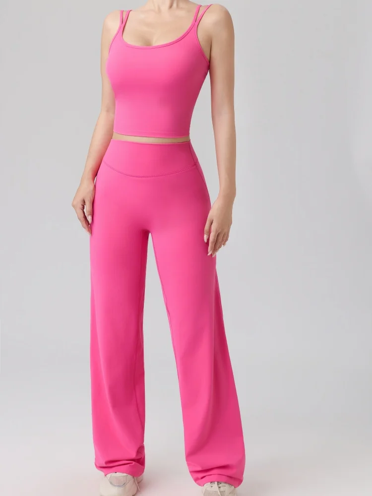 Fitness Set Women's Yoga Suit Sports Vest Straight Pants Suit Gym Tracksuit Female Workout Clothes Running Push Up Sportswear