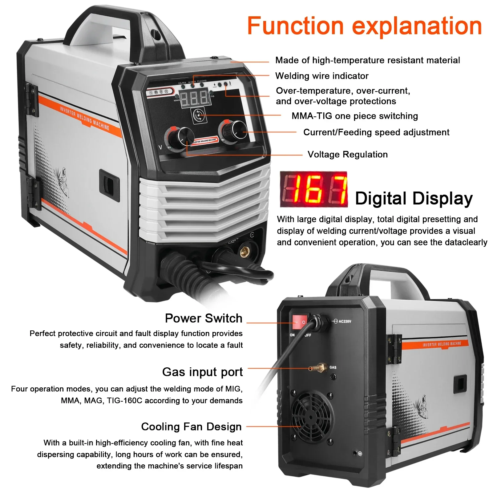 Multifunctional 4in1 MIG MMA MAG TIG-160C Inverter Welders Multipurpose Portable Electric Welding Machine Intelligent Welders 2