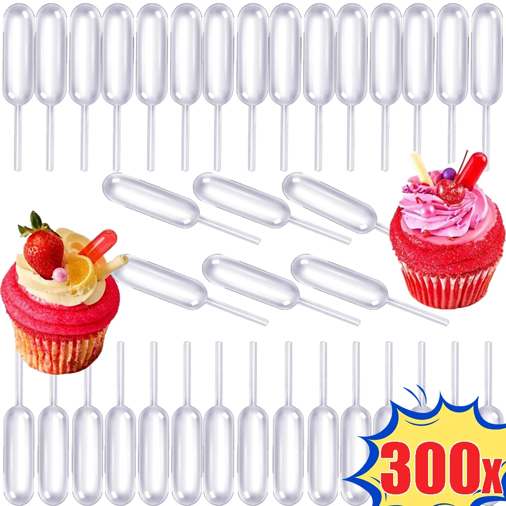 50/300PCS Mini Dropper 4ml Disposable Jam Dropper for Cupcake Sauce Squeeze Transfer Pipettes Dessert Stuffed Cake Decor disposable dropper