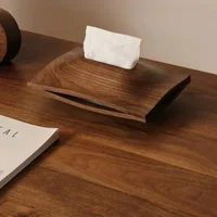 Solid Wood Desktop Tissue Box Living Room Household Black Walnut Paper Box 2